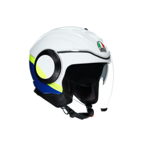 Casca AGV ORBYT E2205 MULTIBLOCK WHITE BLUE YELLOW FLUO