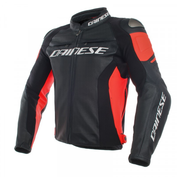 Geaca moto Dainese RACING 3 Perforat Piele Negru/Rosu [1]