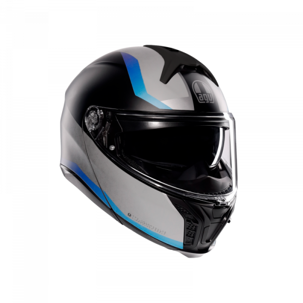 Casca AGV Tourmodular Stray Mat / Negru / Gri / Albastru - 2025 [1]