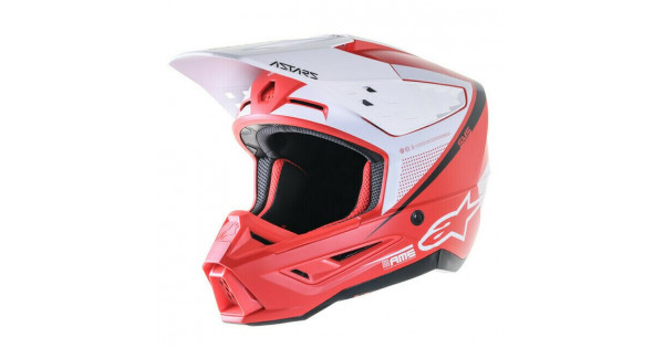 Casca cross-enduro Alpinestars Supertech S-M5 RAYON Alb/Rosu