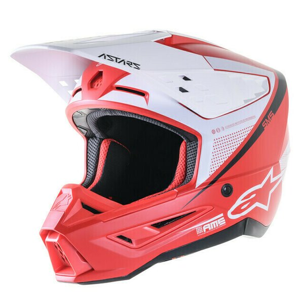 Casca cross-enduro Alpinestars Supertech S-M5 RAYON Alb/Rosu [1]
