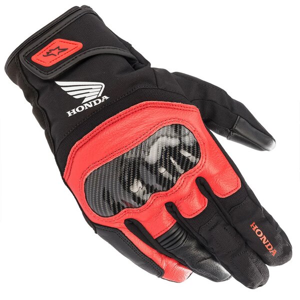 Manusi de piele impermeabile ALPINESTARS HONDA SMX Z DRYSTAR Negru/Rosu [1]