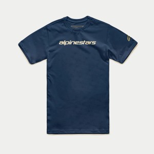 Tricou ALPINESTARS LINEAR WORDMARK Navy/Galben Tricou ALPINESTARS LINEAR WORDMARK Navy/Galben