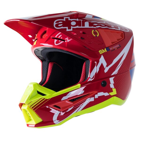 Casca cross-enduro Alpinestars Supertech S-M5 ACTION Rosu/Alb/Galben fluo [1]