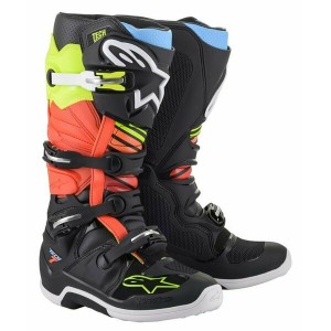 Cizme cross-enduro ALPINESTARS TECH 7 BOOT Negru/Alb emailat/Albastru/Galben fluo