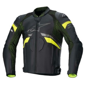 Geaca de piele Alpinestars GP PLUS R V3 RIDEKNIT Negru/Galben fluo
