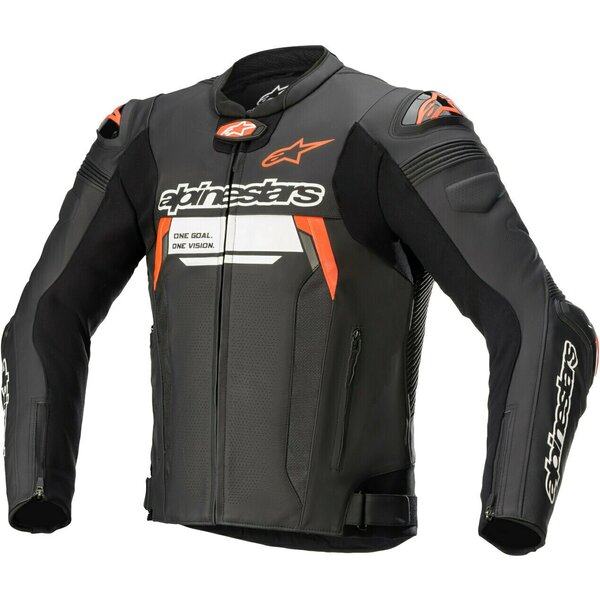 Geaca de piele Alpinestars Missile V2 Ignition Negru/Rosu fluo [1]