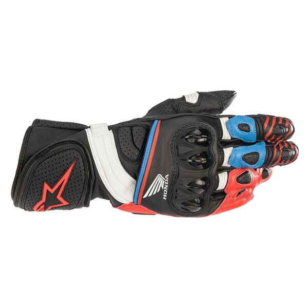 Manusi de piele sport ALPINESTARS HONDA GP PLUS R V2 Negru/Rosu/Albastru [1]
