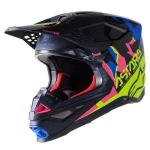 Casca cross-enduro Alpinestars Supertech S-M8 ECHO Negru/Albastru/Galben fluo Casca cross-enduro Alpinestars Supertech S-M8 ECHO Negru/Albastru/Galben fluo