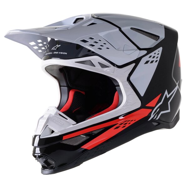 Casca cross-enduro Alpinestars Supertech S-M8 FACTORY Negru/Alb/Rosu fluo [1]