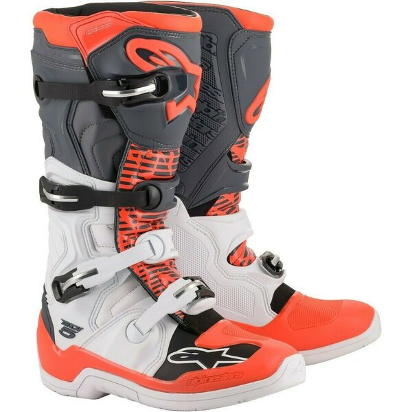 Cizme cross-enduro ALPINESTARS TECH 5 BOOT Alb/Gri/Rosu fluo [1]