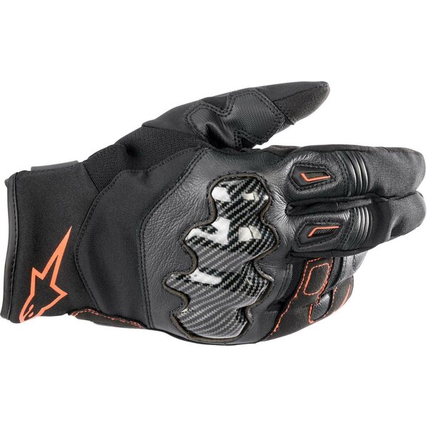 Manusi de piele sport impermeabile ALPINESTARS SMX-1 Drystar Negru/Rosu fluo [1]