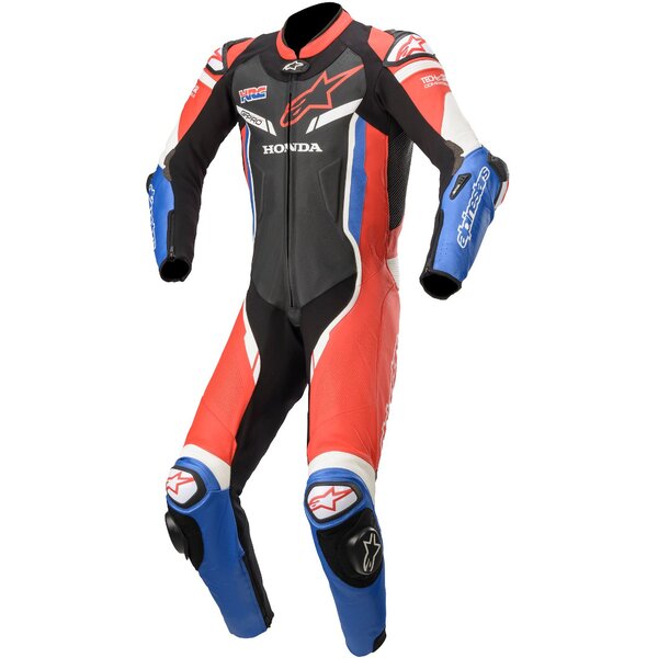 Combinezon de piele 1 piesa ALPINESTARS HONDA GP PRO V2 TECH-AIR COMPATIBLE Negru/Rosu/Albastru [1]