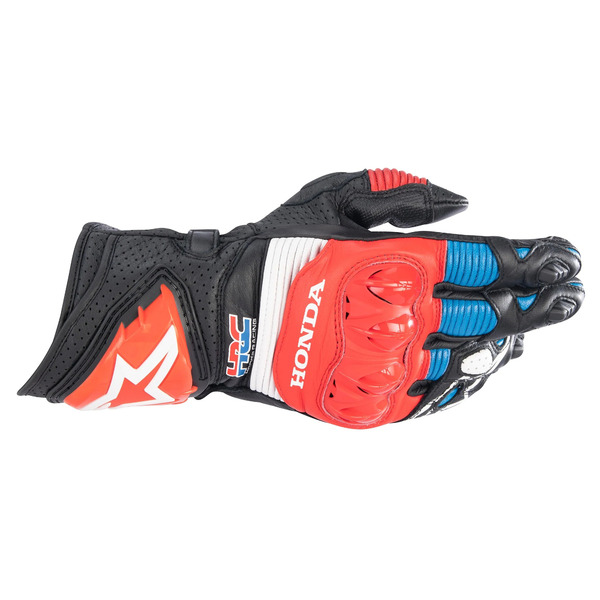 Manusi de piele racing ALPINESTARS HONDA GP PRO R3 Negru/Rosu/Albastru [1]