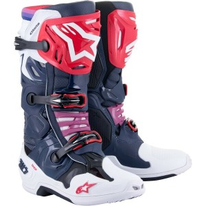 Cizme cross-enduro Alpinestars TECH 10 SUPERVENTED BOOT Alb/Rosu fluo