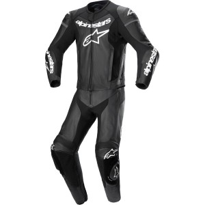 Combinezon de piele 2 piese ALPINESTARS GP FORCE LURV Negru/Alb/Rosu fluo
