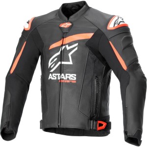 Geaca de piele ALPINESTARS GP PLUS R V4 AIRFLOW Negru/Rosu fluo/Alb
