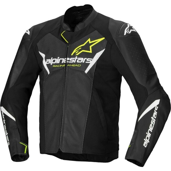 Geaca de piele ALPINESTARS FASTER V3 AIRFLOW Negru/Alb/Galben Fluo [1]