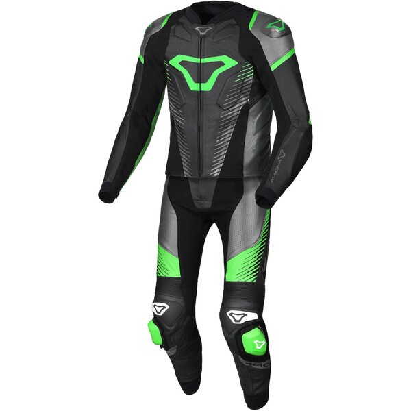 Combinezon de piele 2 piese MACNA TRONNIQ Negru/Verde [1]