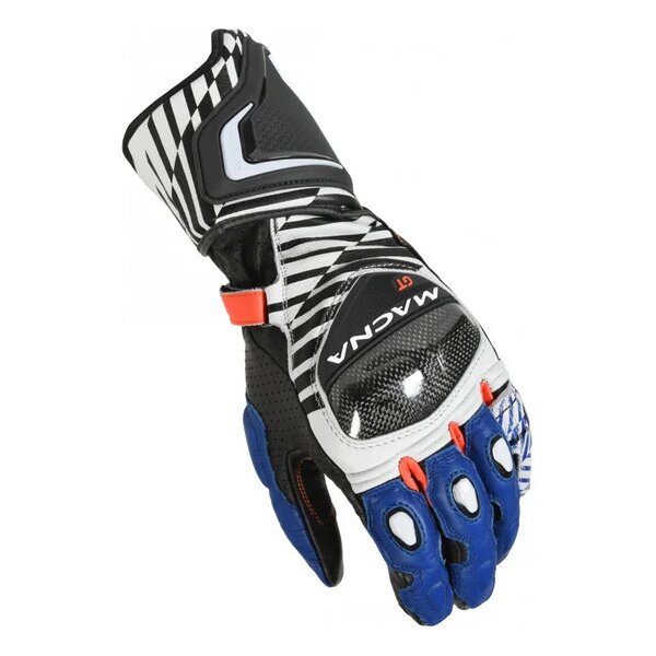 Manusi de piele sport perforate MACNA GT Negru/Alb/Albastru [1]