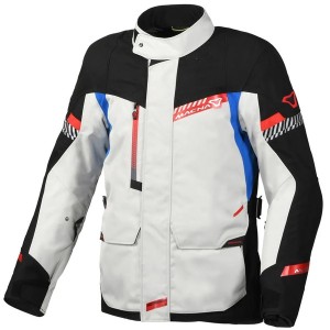 Geaca textil impermeabila touring/adventure MACNA ASPIRE Negru/Gri deschis/Albastru Geaca textil impermeabila touring/adventure MACNA ASPIRE Negru/Gri deschis/Albastru