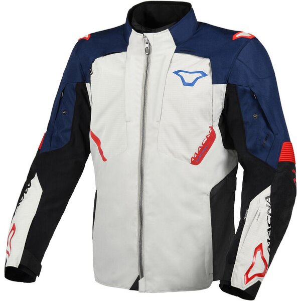 Geaca textil impemeabila touring/adventure MACNA NOTCH Gri deschis/Albastru/Rosu [1]