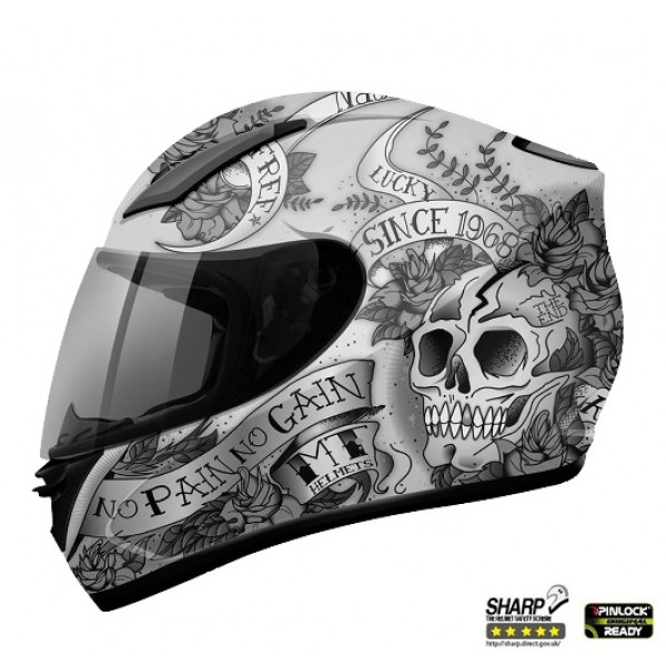 Casca integrala motociclete MT Revenge Skull & Rose gri/negru mat [1]
