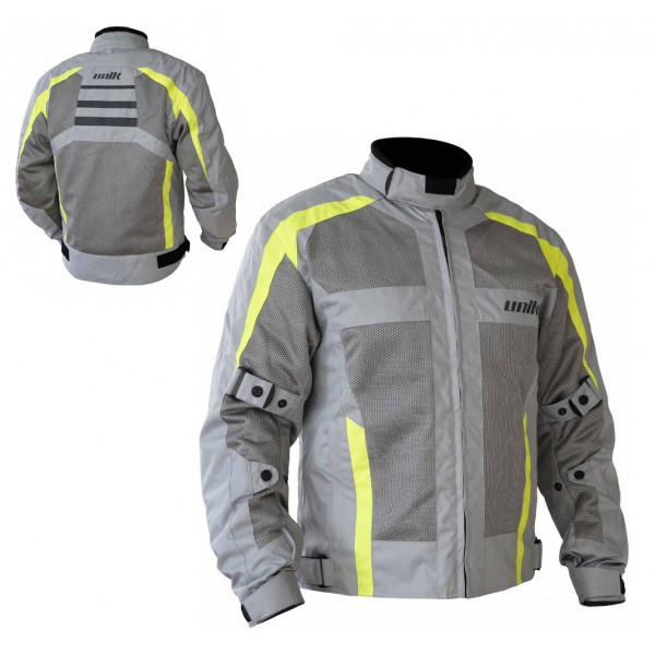 Geaca (jacheta) motociclete barbati Touring Unik Racing model VZ-08 culoare: gri/verde fluor [1]