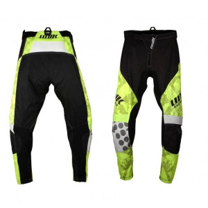 Pantaloni motociclete cross-enduro Unik Racing model MX01 culoare: negru/verde fluor