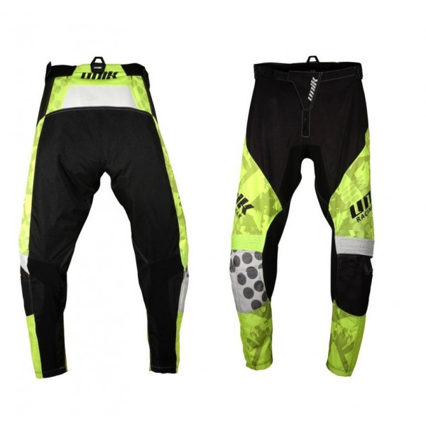 Pantaloni motociclete cross-enduro Unik Racing model MX01 culoare: negru/verde fluor [1]