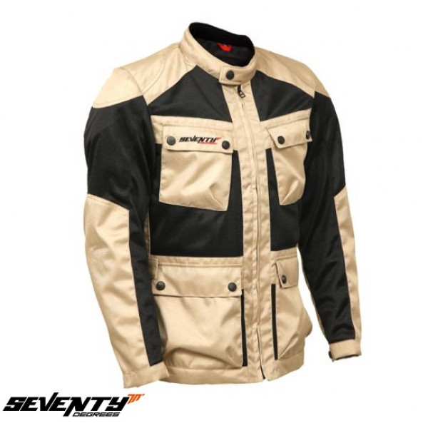 Geaca (jacheta) motociclete barbati Touring vara Seventy model SD-JC30 culoare: negru/bej [1]