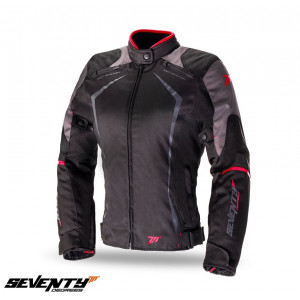 Geaca (jacheta) motociclete femei Racing Seventy vara/iarna model SD-JR49 culoare: negru/rosu