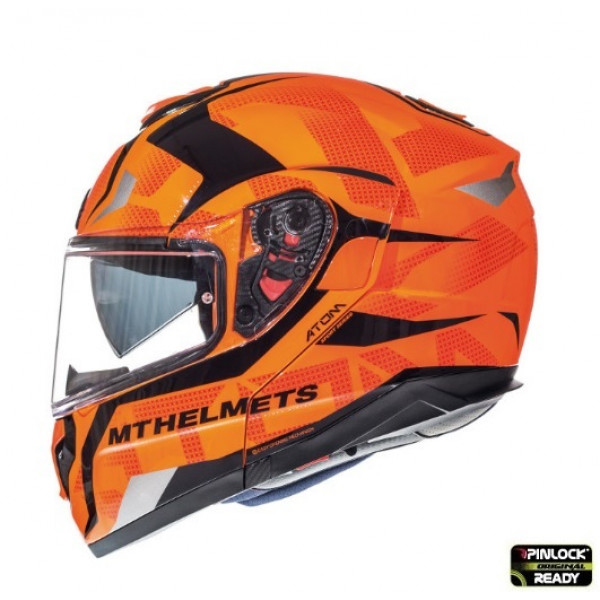 Casca modulabila motociclete MT Atom SV Divergence G1 portocaliu fluor lucios Pinlock ready (viziera tip MT-V-16) [1]