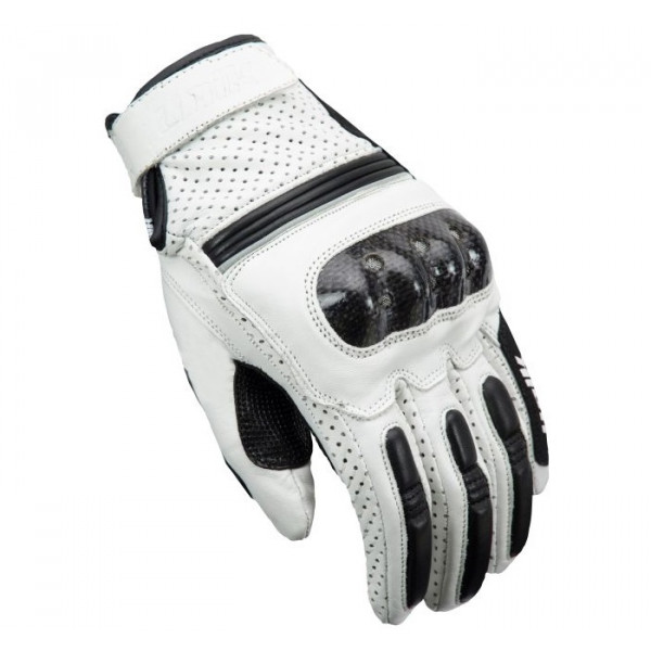 Manusi motociclete barbati piele Unik Racing model C-12 culoare: alb/negru [1]