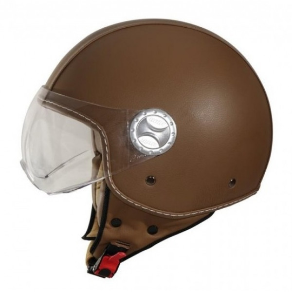 Casca open face motociclete Unik Racing model CJ-06 piele ecologica maro [1]
