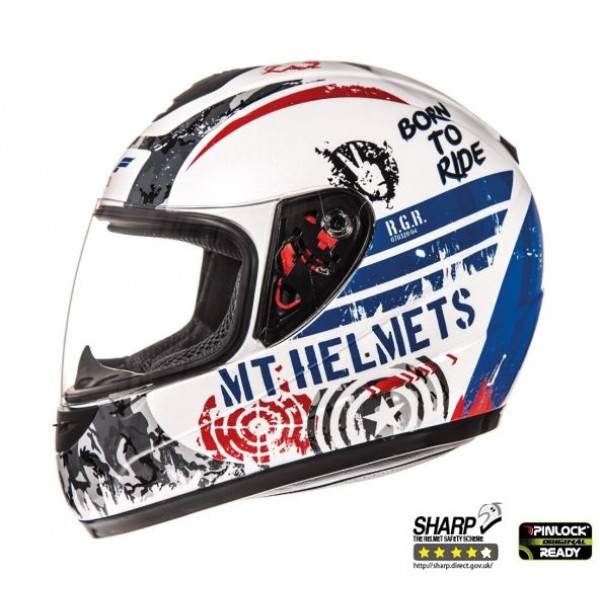 Casca integrala motociclete MT Thunder kids Sniper alb/rosu/albastru lucios - de copii [1]