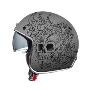 Casca open face motociclete MT Le Mans 2 SV Skull & Rose A2 negru/gri mat (ochelari soare integrati) Casca open face motociclete MT Le Mans 2 SV Skull & Rose A2 negru/gri mat (ochelari soare integrati)