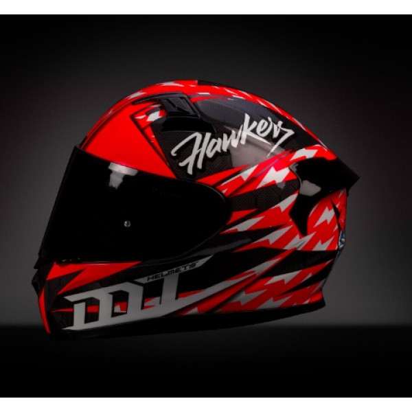 Casca integrala MT KRE Snake Carbon Hawkers A0 rosu fluor lucios - 100% carbon (ochelari soare Hawkers cadou) [1]