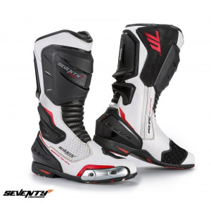 Ghete (cizme) moto Racing Unisex Seventy model SD-BR1 culoare: alb/rosu
