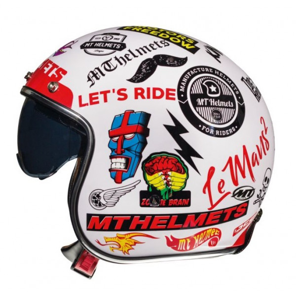 Casca open face motociclete MT Le Mans 2 SV Anarchy A0 alb lucios (ochelari soare integrati) [1]