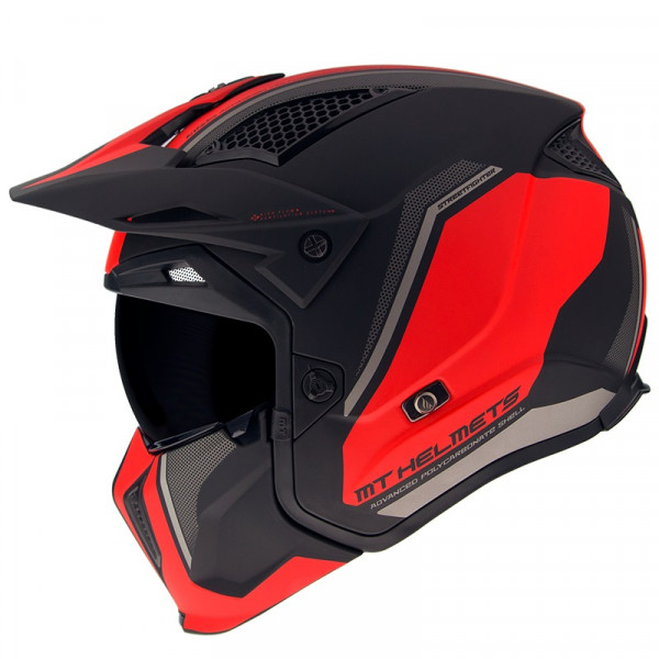 Casca MT Streetfighter SV Twin C5 negru/rosu mat (ochelari soare integrati) - masca (protectie) barbie si cozoroc detasabile [1]