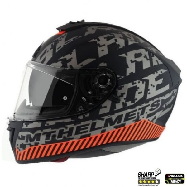 Casca integrala motociclete MT Blade 2 SV Check B2 gri/portocaliu mat (ochelari soare integrati) [1]