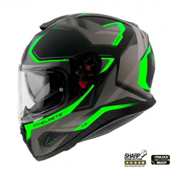 Casca integrala MT Thunder III SV Turbine C6 verde fluor mat (ochelari soare integrati) [1]