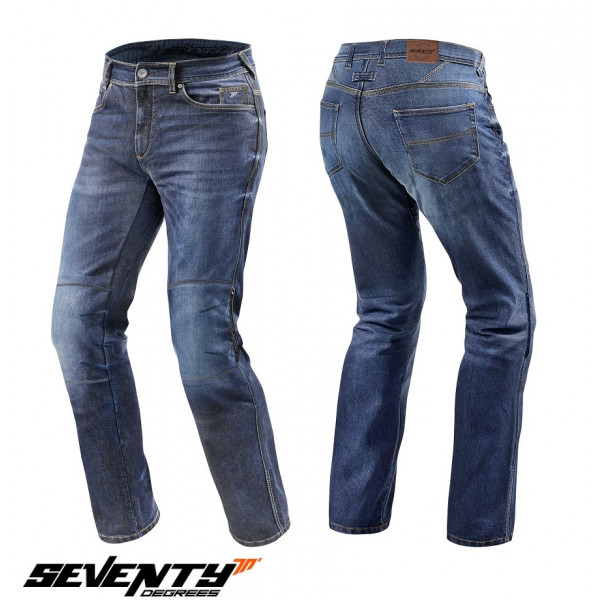 Blugi (jeans) moto barbati Seventy model SD-PJ2 tip Regular fit culoare: albastru (cu insertii Aramid Kevlar) [1]