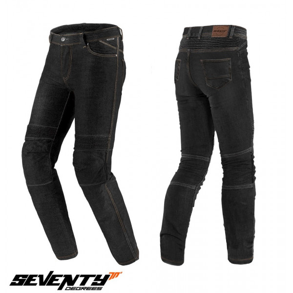 Blugi (jeans) moto barbati Seventy model SD-PJ6 tip Slim fit culoare: negru (cu insertii Aramid Kevlar) [1]