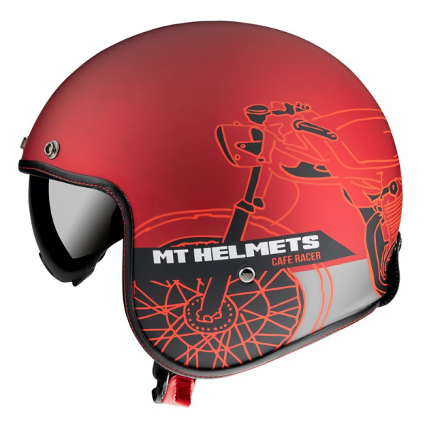Casca open face MT Le Mans 2 SV Cafe Racer B5 rosu mat (ochelari soare integrati) [1]