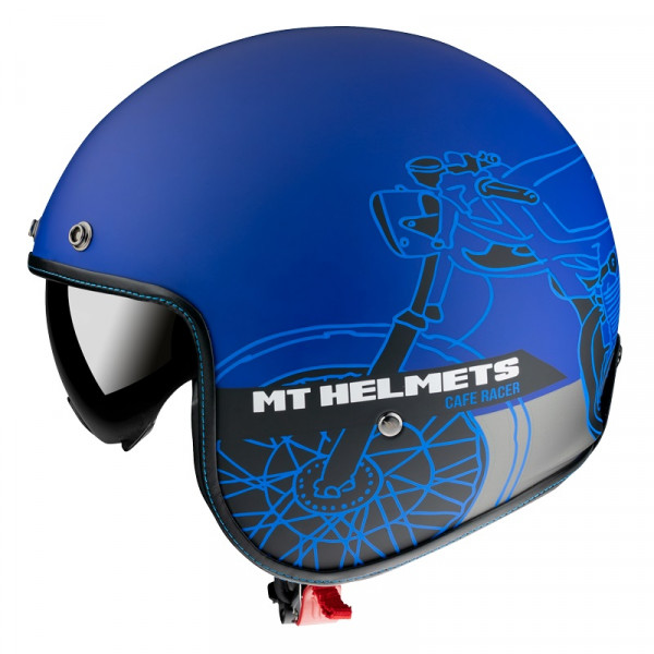 Casca open face MT Le Mans 2 SV Cafe Racer B7 albastru mat (ochelari soare integrati) [1]