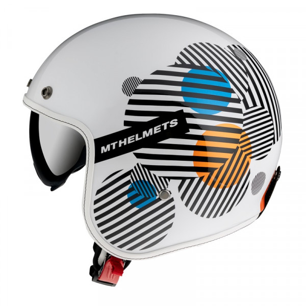Casca open face MT Le Mans 2 SV Zero A4 alb/portocaliu lucios (ochelari soare integrati) [1]