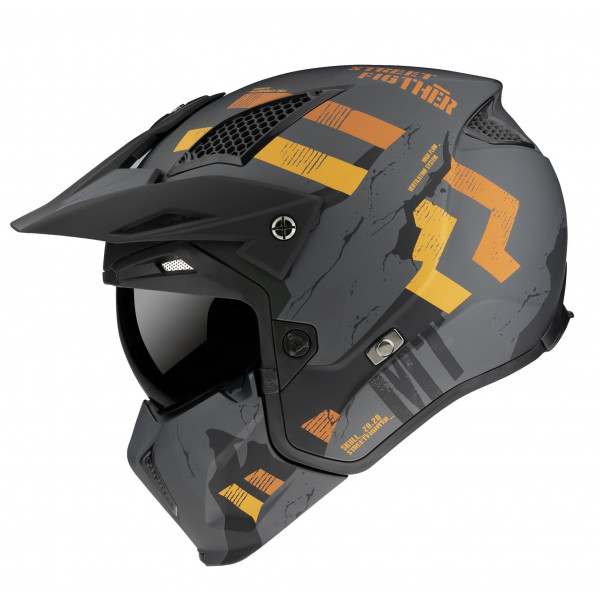Casca MT Streetfighter SV Skull2020 A12 gri mat (ochelari soare integrati) - masca (protectie) barbie si cozoroc detasabile [1]