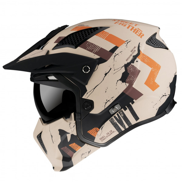Casca MT Streetfighter SV Skull2020 A14 portocaliu mat (ochelari soare integrati) - masca (protectie) barbie si cozoroc detasabile [1]
